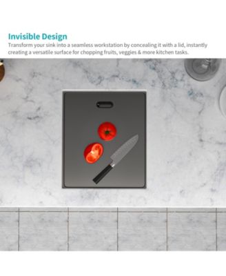 15x17x9inch Undermount Bar Sink with Folding Faucet Single Bowl 16 Gauge Gunmetal Black