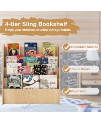 Durable 4-Tier Bookshelf for Kids with Deep Storage Spaces