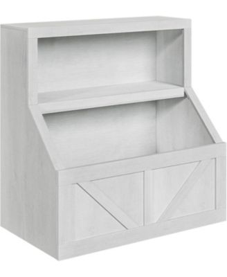 Kids Bookshelf with Toy Storage, Wooden Toddler Bookcase with Cubby Shelves, Vintage White
