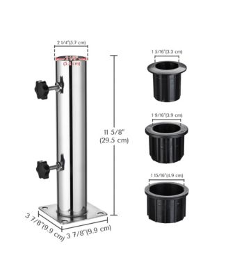 Patio Umbrella Stand Stainless Steel Deck Mount Parasol Base for Granite Outdoor Railing Balcony Courtyard Poolside