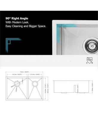 30x19x10inch Undermount Double Bowl Kitchen Sink Stainless Steel 16 Gauge 60 and 40