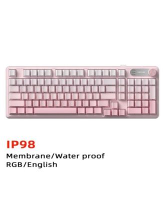 Mechanical Feel Waterproof Keyboard 98-Key (Mist Peach Pink Side Print) 3-Mode (Wired/2.4G/Bluetooth) RGB Gaming Keyboard