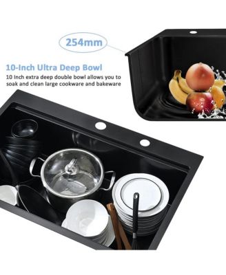 33x22x10 Inch Drop In Workstation Kitchen Sink R10 Radius SUS304 Stainless Steel Single Bowl With 5 Accessories Integrated Ledge