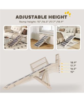 Dog Step with Side Rails Dog Ramp in Natural