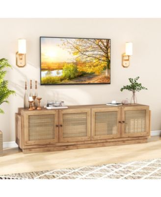 Farmhouse TV Stand for TVs up to 75 Inches with 2 Cabinets