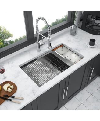 32x19x10 Inch Single Bowl Undermount Workstation Kitchen Sink 16 Gauge 304 Stainless Steel Deep Sink With Cutting Board Colander