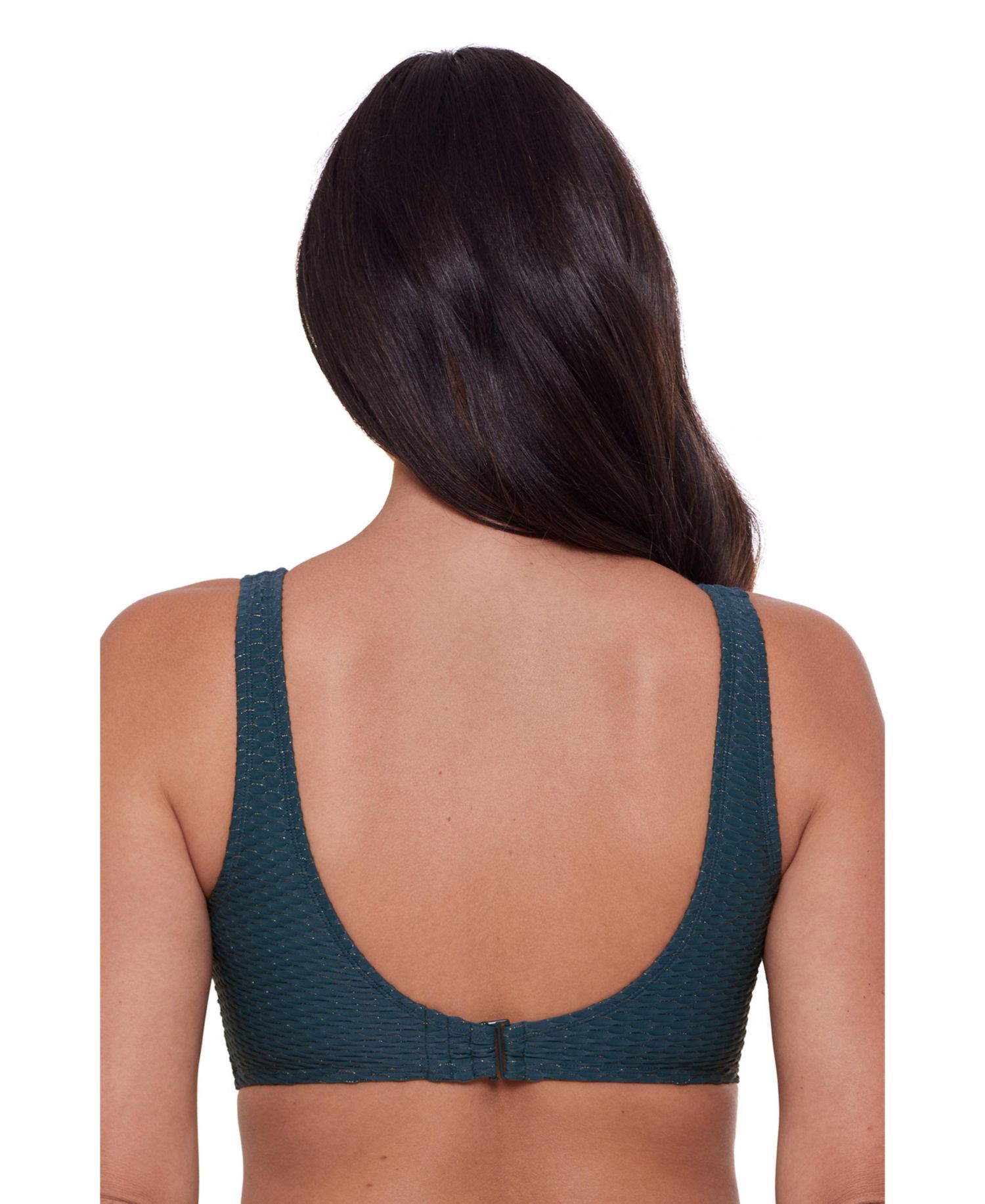 Women's Supportive and Sculpting Grid-Textured Wrap Bralette Swimsuit Top