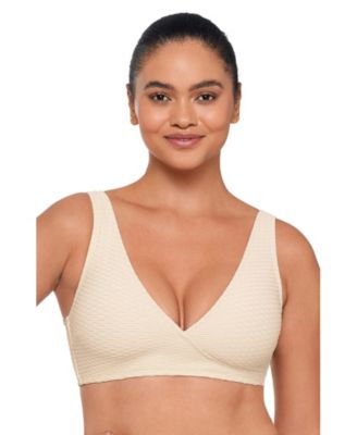 Women's Supportive and Sculpting Grid-Textured Wrap Bralette Swimsuit Top