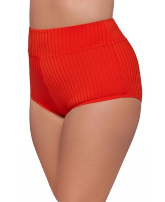 Women's S3 Smoothing Ribbed Ultra High-Waist Swim Shorts - Scarlet Red