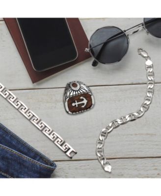 Heavy Solid .925 Sterling Silver 9MM Anchor Link Mariner Chain Bracelet Made In Italy 7.5 Inch