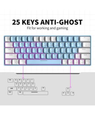 63-Key Wired Mechanical Keyboard, Blue Switch, Hot-Swappable, Rainbow Backlit – Compact Gray/Beige for Gaming & Work.