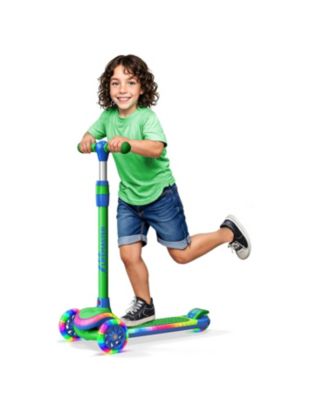 3-Wheel Kids Scooter with Multi-Color Lights, 5-Height Adjustable Handlebar, Wide Anti-Slip Deck, Ages 3+, Supports 150 lbs