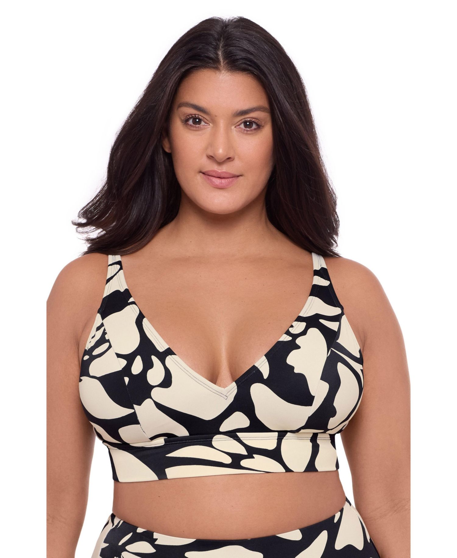 Women's Supportive Banded Plunge V-Neck Bralette Swimsuit Top