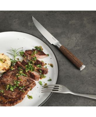 4-Piece 1.4116 German Stainless Steel Steak Knife Set with Dark Pakka Wood Handles Full-Tang Steak Knives for Dining & Everyday Table Use