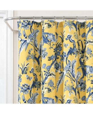 Exotic Birds Floral Polyester Shower Curtain