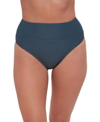 Women's S3 Smoothing Ultra-Banded Grid Textured High-Waist Swimsuit Bikini Bottoms