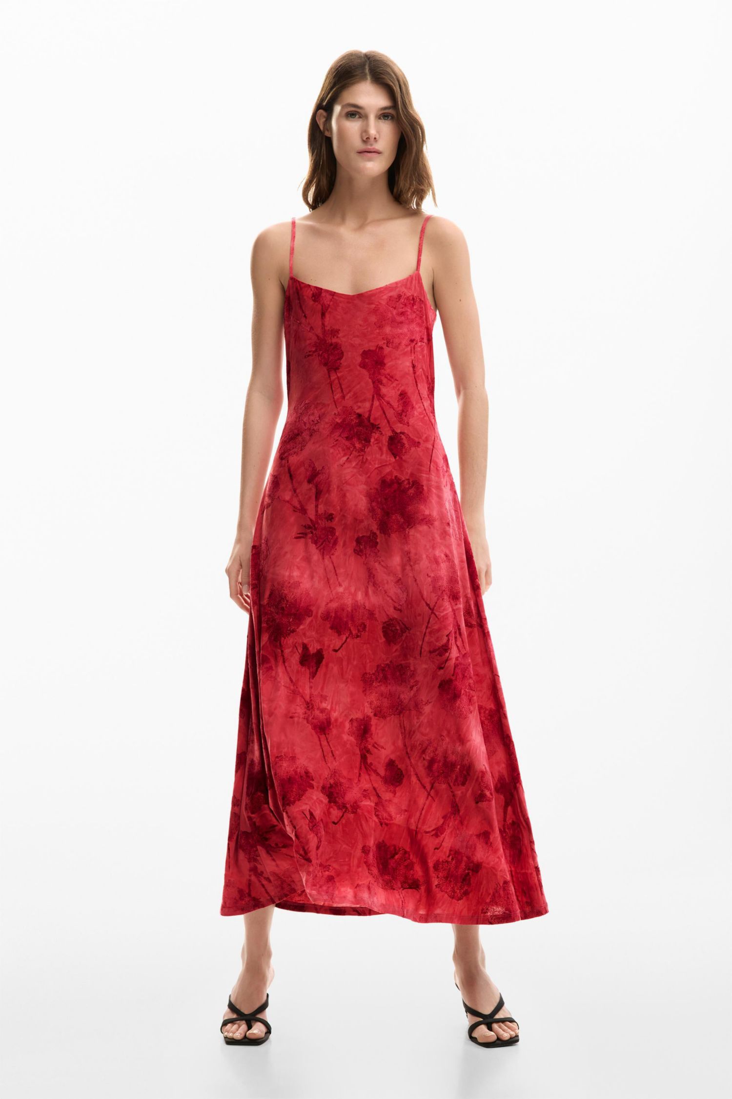 Women's Flocked strap dress