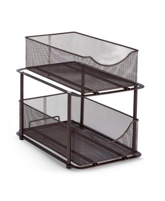 2 Tier Baskets with Mesh Sliding Drawers - Ideal Cabinet, Under the Sink - Great for Bathroom, Kitchen, Office, etc