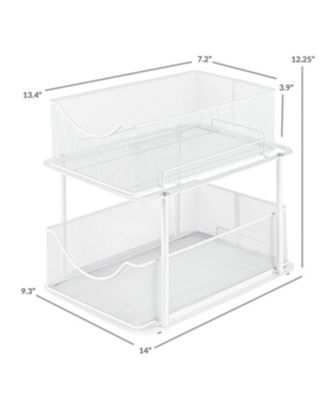 2 Tier Baskets with Mesh Sliding Drawers - Ideal Cabinet, Under the Sink - Great for Bathroom, Kitchen, Office, etc