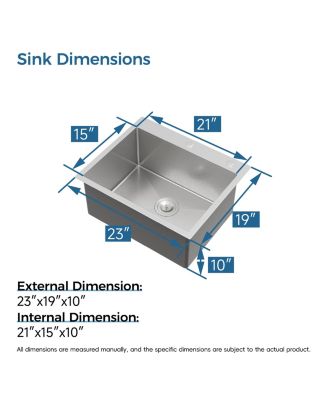 23inch Overmount Single Bowl Dark Gray 304 Stainless Steel Handmade Kitchen Sink with US Standard Drain and Hook