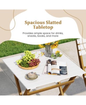 3-Piece Folding Patio Bistro Setwith Slatted Design Small Outdoor Furniture Set
