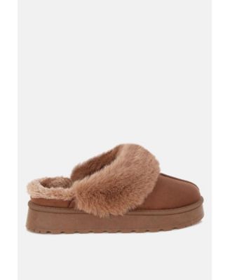 Women's Portho Faux Fur Slip Flat