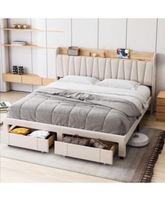 Easy Assembly King Size Bed Frame Space Saving, for Living Room, Guest Room
