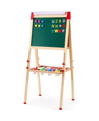 Wood Double-Sided Art Easel for Kids with Chalkboard and Paper