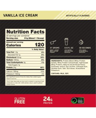 Gold Standard 100% Whey Protein Vanilla Ice Cream Protein Powder Drink Mix 24.05 oz