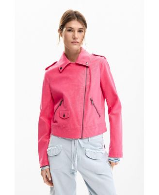 Women's Biker jacket with leather effect