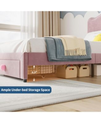 Easy Assembly Twin Size Upholstered Bed Frame Space Saving, for Living Room, Guest Room