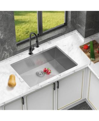 28x18x9inch 16 Gauge 304 Stainless Steel Undermount Single Bowl Kitchen Sink with Drain Assembly No Additional Accessories