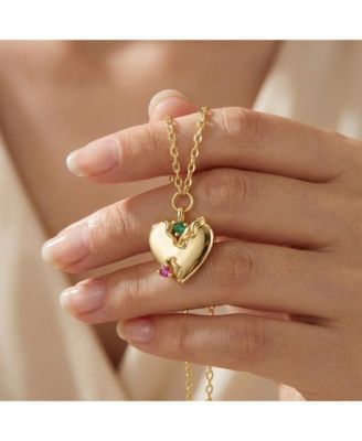 Elegant 14K Gold Plated Sparkling Colored Cubic Zirconia Heart Necklace