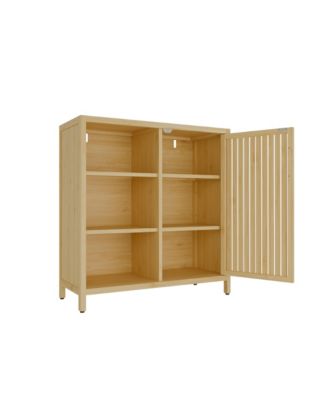 Bamboo Storage Cabinet Large-Capacity Single-Door Storage Cabinet Shelves for Living Rooms