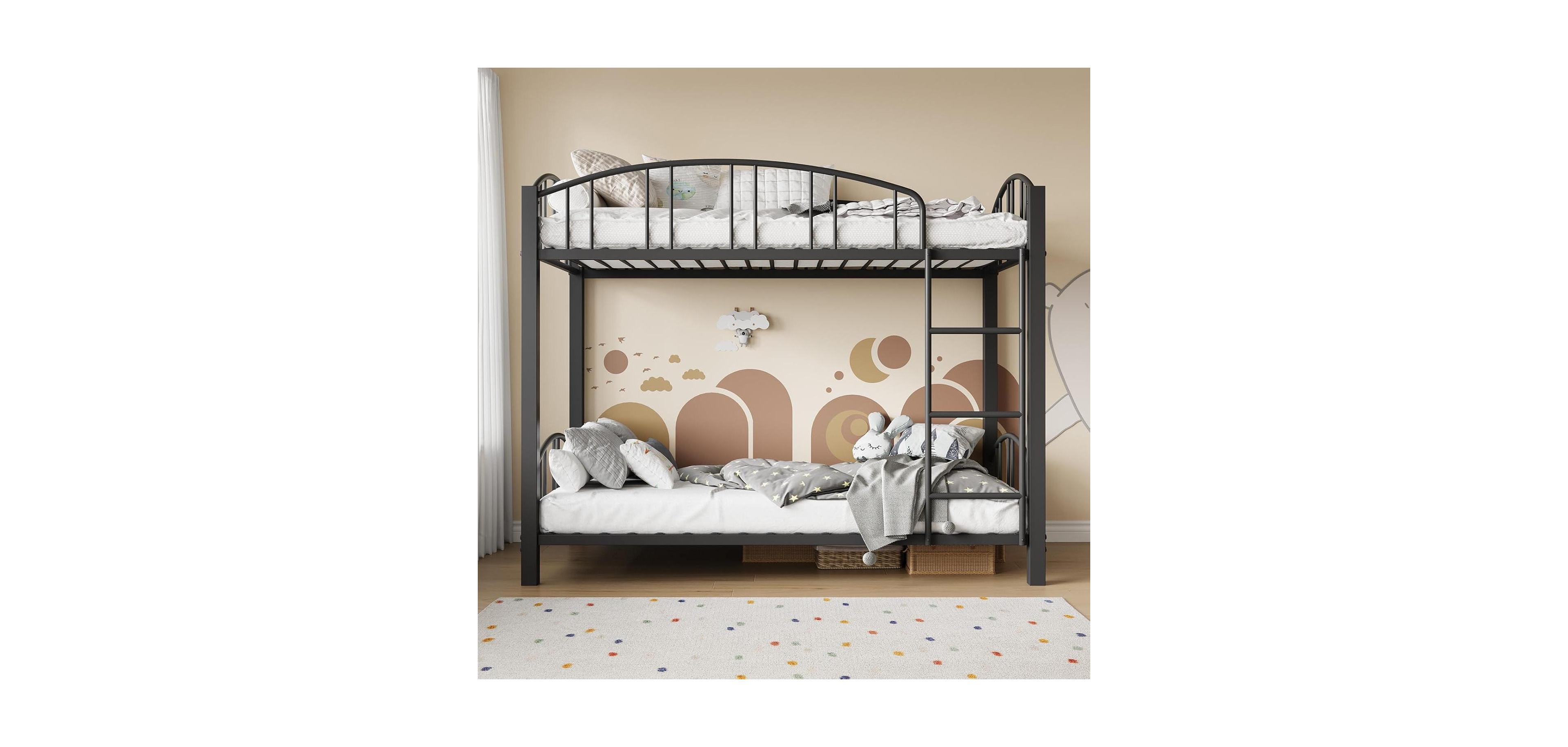 gaomon Metal Bunk Bed Twin Over Twin Heavy Duty Bunkbeds Frame Space Saving, for Living Room, Guest Room