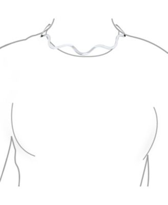 Wave Zig Zag Geometric Collar Choker Necklace .925 Silver Sterling