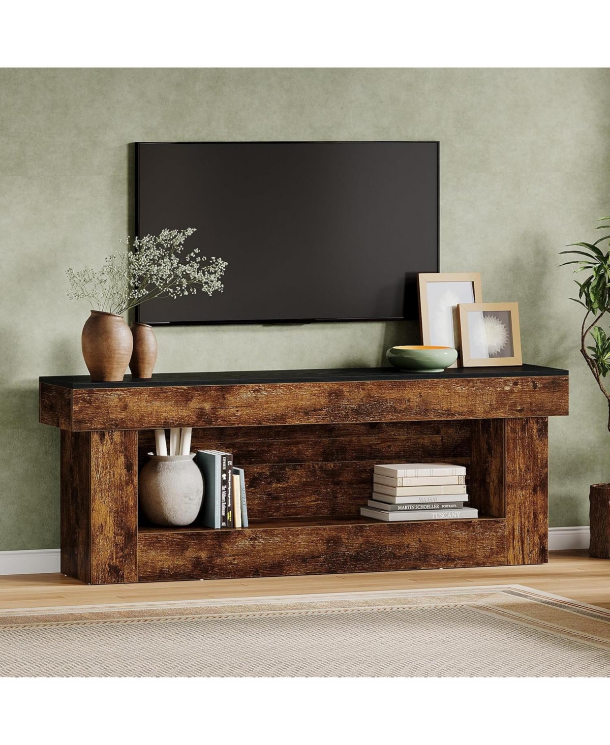 Tribesigns 63-inch Tv Stand with Storage, Entertainment Center for 60/65/70 Inches Tvs, Rustic Media TV Console with Open Storage Space