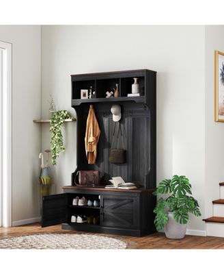 Hall Tree with Shoe Storage, Coat Rack with Shoe Bench,