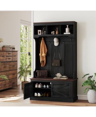 Hall Tree with Shoe Storage, Coat Rack with Shoe Bench,