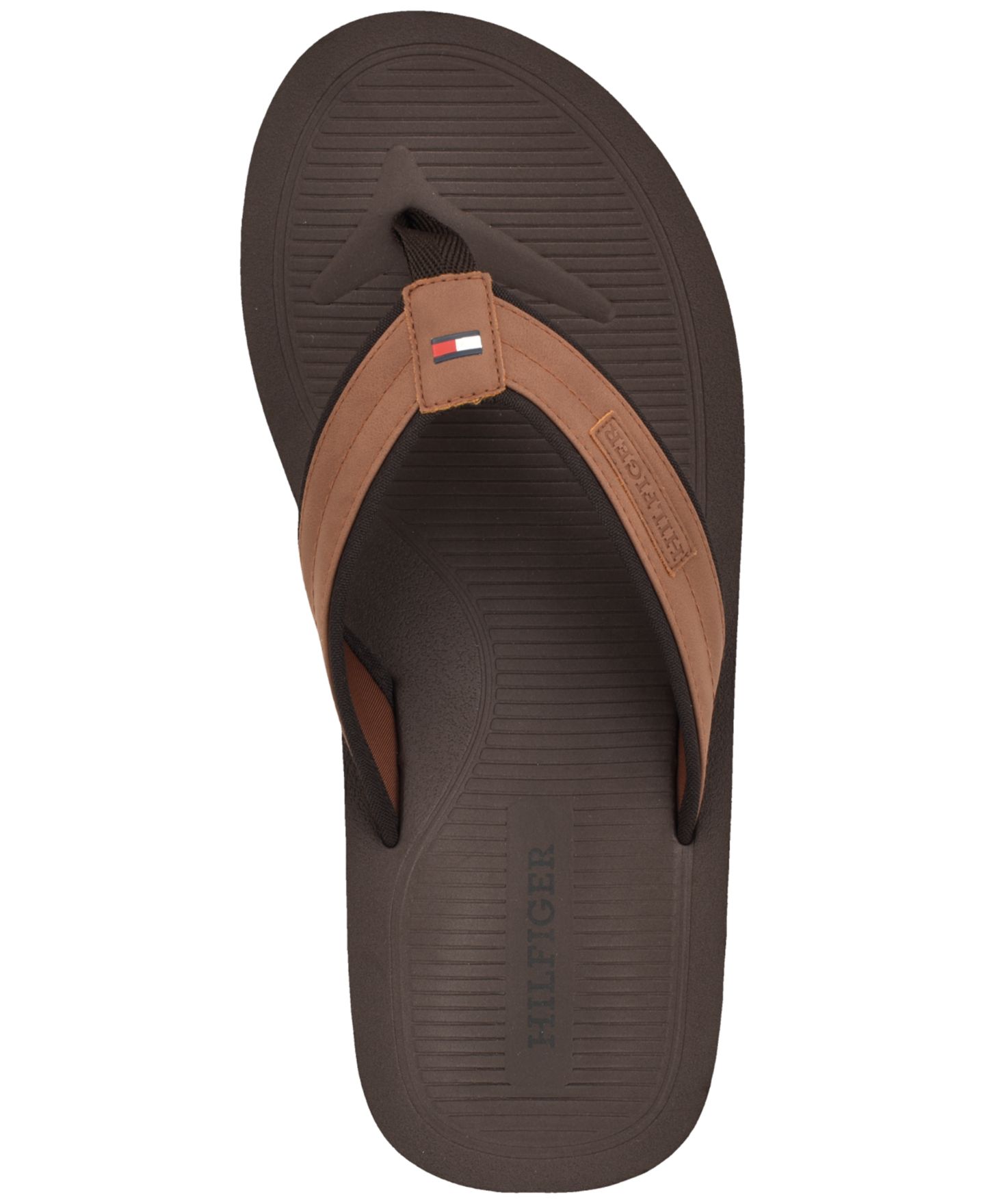 Мужские сандалии Tommy Hilfiger Orlind Casual Fashion Flip Flops, цвет: Средний коричневый — фото 4