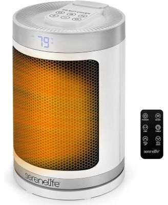 Portable Space Heater, 1500W PTC Ceramic Heater with Thermostat, Remote, 12-Hour Timer, 3 Modes, Oscillation, White