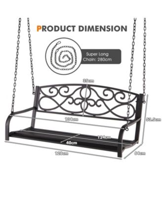 Outdoor 2-Person Metal Porch Swing Chair with Chains