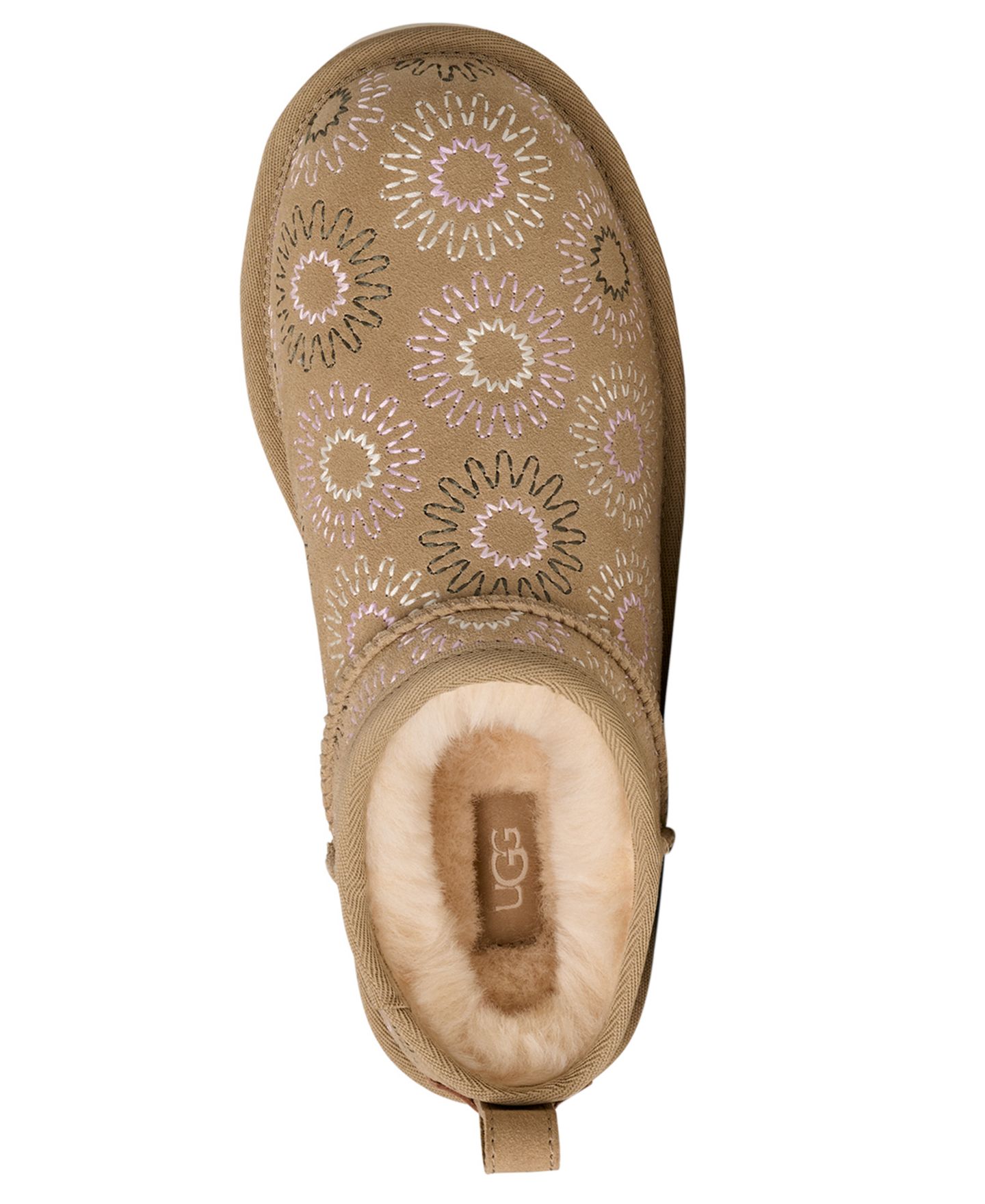 Женские тапочки UGG® Classic Micro Sun Stitch Slip-On Slippers, цвет: Горчичный — фото 4