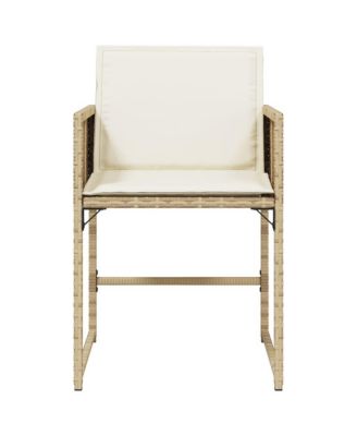 Patio Chairs with Cushions 4 pcs Beige Poly Rattan