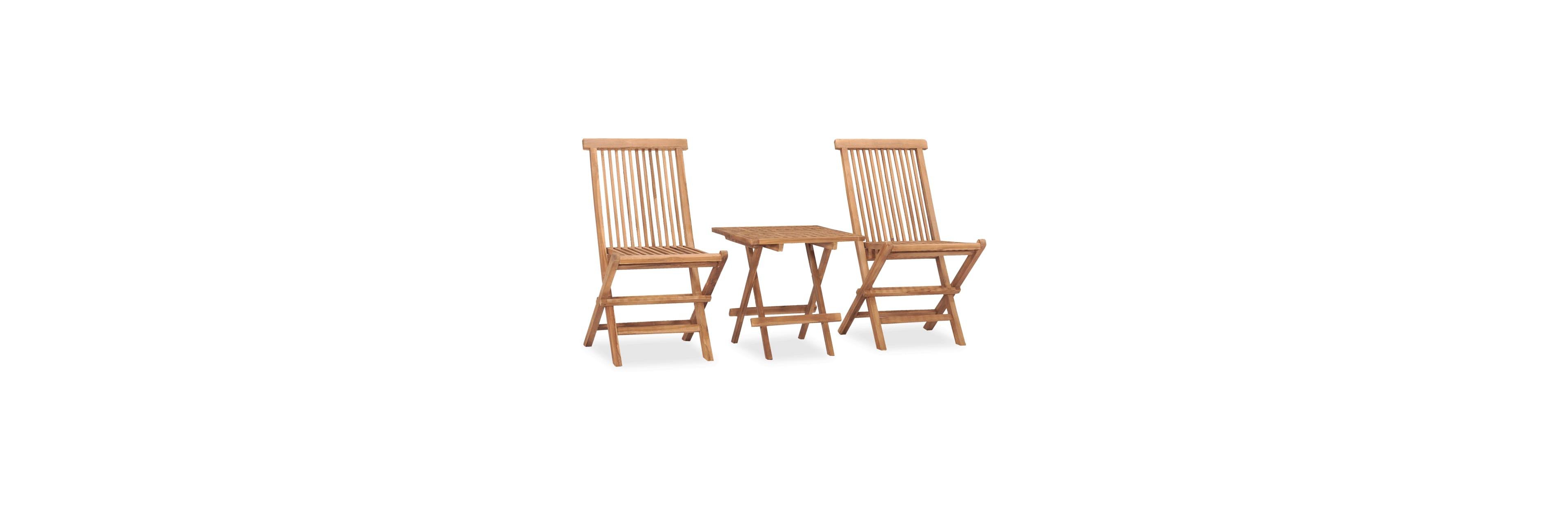 3 Piece Folding Patio Dining Set Solid Teak Wood