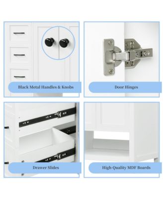 Solid Wood 36 in. Bathroom Vanity Cabinet with Sink Top, Two Doors and Two Drawers, Open shelf