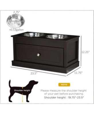 Wide Dog Bowls Elevated Feeding Station with Drawer