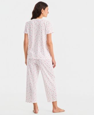 Women's 2-Pc. Cotton Printed Cropped Pajamas Set