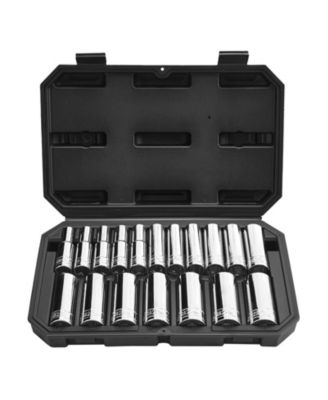 18-Pc 1/2" Metric Socket Set, 10–27mm, CR-V Steel, Chrome Finish, Case.