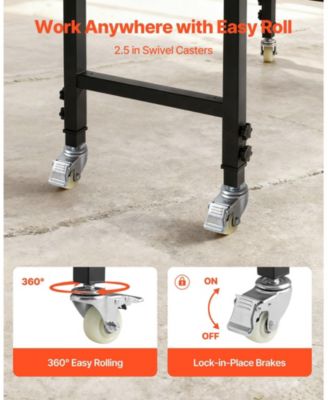 Adjustable Workbench, 60"x24" Oak Top, 2000 lb Capacity, Drawer & Power Outlets.